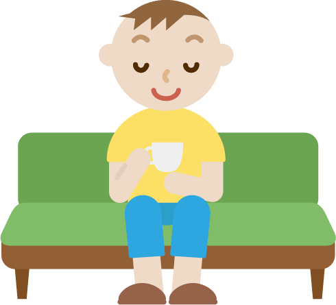 ソファに座って飲み物を飲む男性のイラスト 無料イラスト素材のillalet