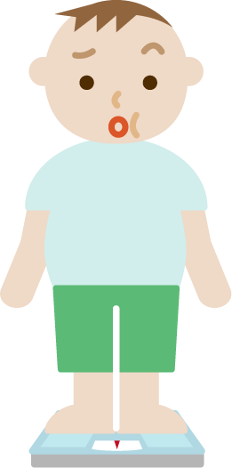 体重計に乗る太った若い男性のイラスト 無料イラスト素材のillalet