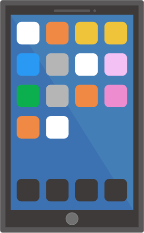 アイコンが並ぶスマホ 黒 のイラスト 無料イラスト素材のillalet
