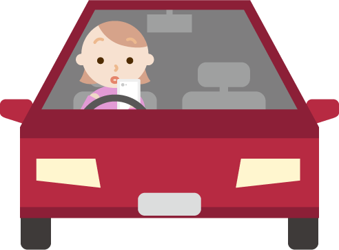 車でスマホのながら運転をする若い女性のイラスト 無料イラスト素材のillalet