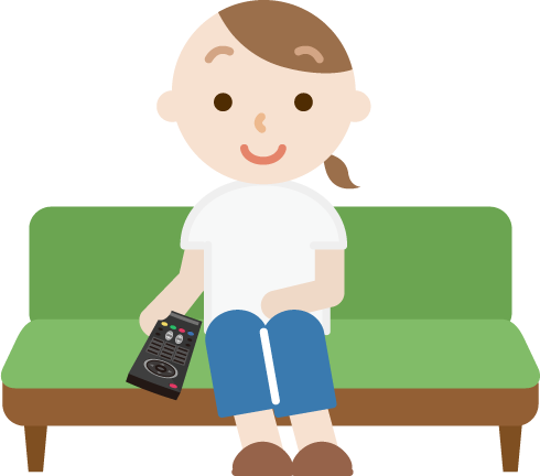 ソファに座ってテレビをつける女性のイラスト 無料イラスト素材のillalet