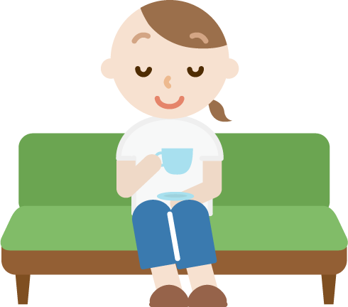 ソファに座って飲み物を飲む女性のイラスト 無料イラスト素材のillalet