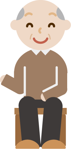笑顔で椅子に座るおじいちゃんのイラスト 無料イラスト素材のillalet