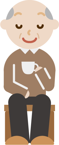 椅子に座ってコーヒーを飲むおじいちゃんのイラスト 無料イラスト素材のillalet