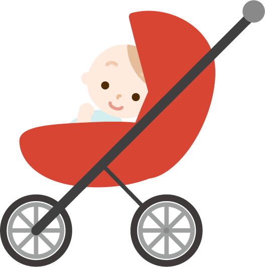 ベビーカーに乗った赤ちゃんがこちらを向いているイラスト 無料イラスト素材のillalet