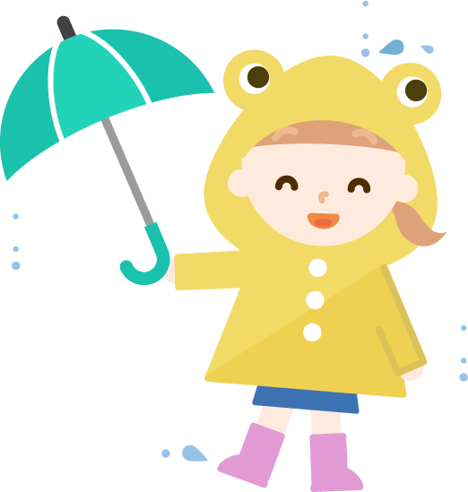 カエルの雨合羽を着た女の子が傘を持つイラスト 無料イラスト素材の