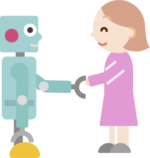 女性とロボットが握手するイラスト 無料イラスト素材のillalet