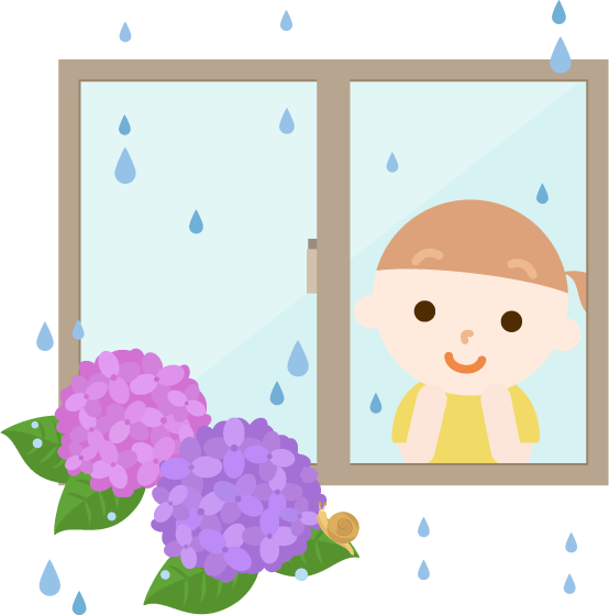 雨の日に外を眺める小学生の女の子のイラスト 無料イラスト素材のillalet