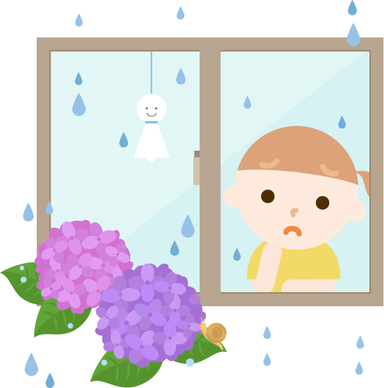 雨の日に悲しそうに外を眺める女の子のイラスト 無料イラスト素材の