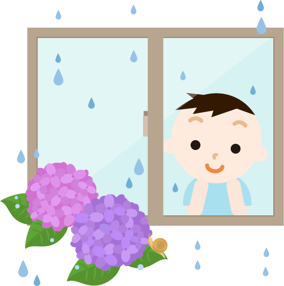 雨の日に外を眺める男の子のイラスト 無料イラスト素材のillalet