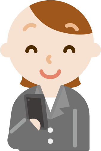 笑顔でスマホを見るスーツの女性のイラスト 無料イラスト素材のillalet