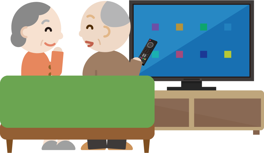 Tvを見て話をする老夫婦のイラスト イラスト素材のillalet