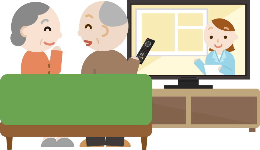 Tvを見て話をする老夫婦のイラスト2 無料イラスト素材のillalet