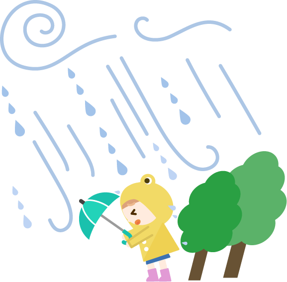 女の子と台風のイラスト 無料イラスト素材のillalet