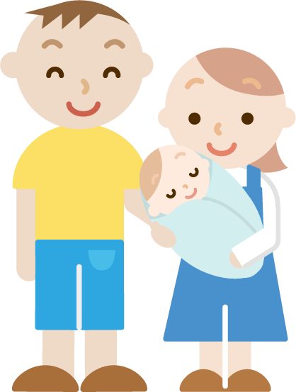 若夫婦と赤ちゃんのイラスト2 無料イラスト素材のillalet