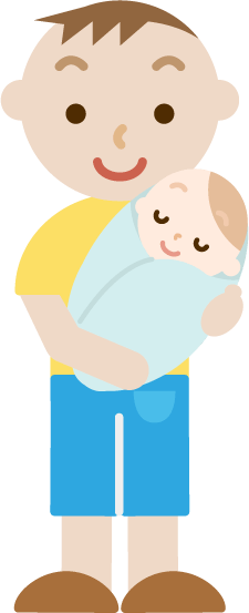 若い男性が赤ちゃんを抱っこしているイラスト 無料イラスト素材のillalet