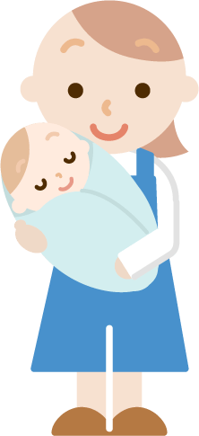 若い女性が赤ちゃんを抱っこしているイラスト 無料イラスト素材のillalet