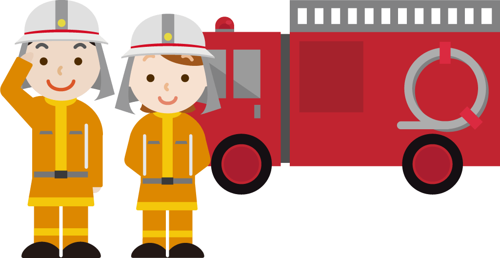 消防士と消防車のイラスト 無料イラスト素材のillalet