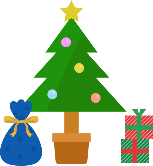 クリスマスツリーとプレゼントのイラスト 無料イラスト素材のillalet