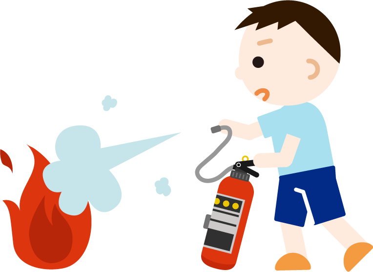 消火器を使う男の子のイラスト 無料イラスト素材のillalet