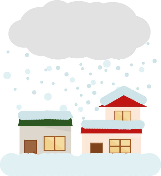 豪雪に埋まる住宅のイラスト 無料イラスト素材のillalet