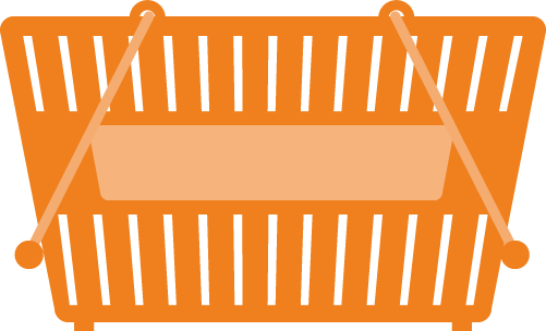 オレンジ色の買い物かごのイラスト 無料イラスト素材のillalet