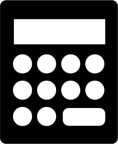 電卓のアイコンイラスト（白黒）