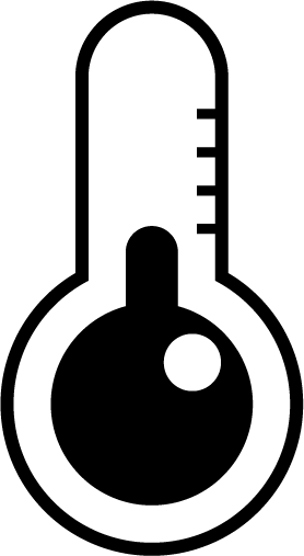 温度計のアイコンイラスト（低温・白黒）