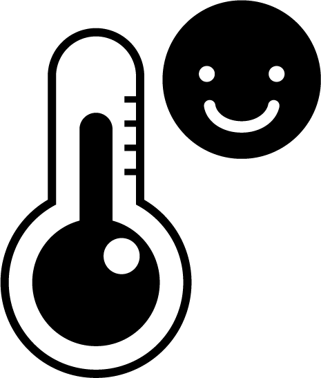 温度計のアイコンイラスト（常温・スマイル・白黒）