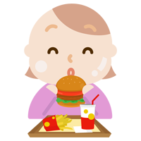 ハンバーガーを食べる若い女性のイラスト 太る 無料イラスト素材のillalet