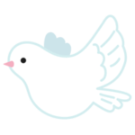 白い鳩のイラスト（飛ぶ）