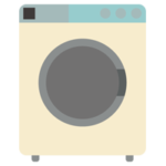 コインランドリーの洗濯機のイラスト（空・レトロ）