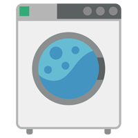 コインランドリーの洗濯機のイラスト（使用中・シンプル）