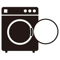 コインランドリーの洗濯機のイラスト（空・黒）