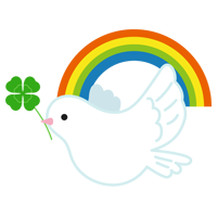 平和の象徴の鳩のイラスト（虹）