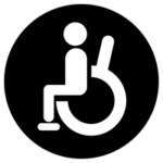 車椅子のアイコンイラスト（白黒・丸）