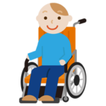 車椅子に座る若い男性のイラスト
