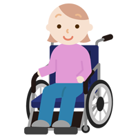 車椅子に座る若い女性のイラスト