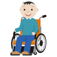 車椅子に座る中年の男性のイラスト
