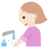 手を洗う若い女性のイラスト