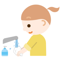 手を洗う女の子のイラスト