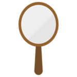 楕円の形をした木製の鏡のイラスト