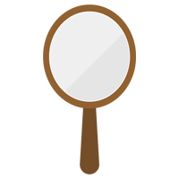楕円の形をした木製の鏡のイラスト