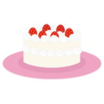 苺のショートケーキのイラスト（お皿）