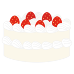 苺のホールのショートケーキのイラスト