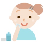 スキンケアをする若い女性のイラスト（化粧水）