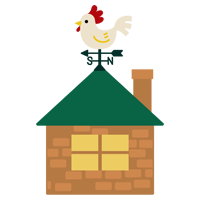 屋根に風見鶏がついた家のイラスト1