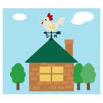 屋根に風見鶏がついた家のイラスト2