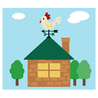 屋根に風見鶏がついた家のイラスト2