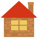 煉瓦造りの家のイラスト（赤い屋根）